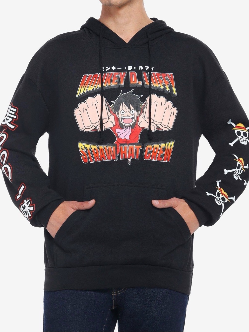 Hot Topic Black One Piece Luffy Pullover Hoodie Size M